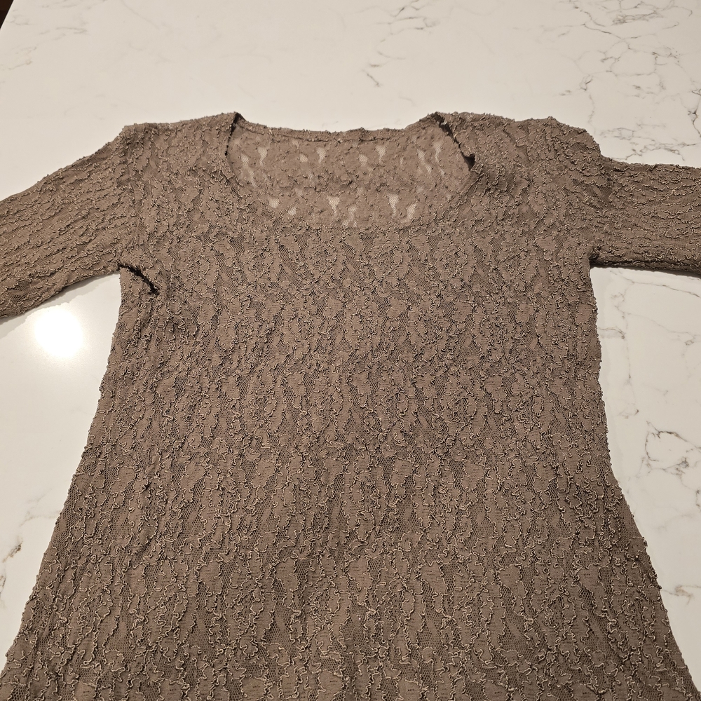 Brown Lace Long Sleeve Top